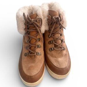 Koolaburra by UGG Brown Suede Faux Fur Lined Lace Up Winter Boots Size 10